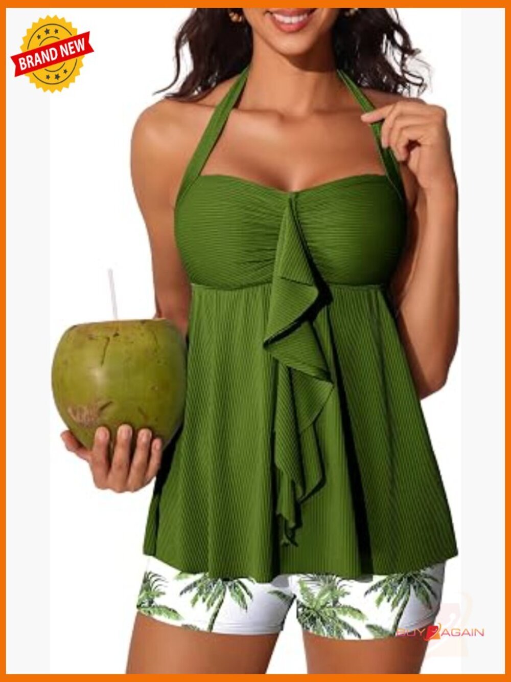 Halter Tankini Set with Boyshorts Pockets Size Small